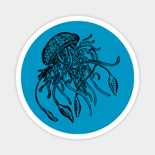 Jellyfish Illustration, Drifting in the Sea Magnet